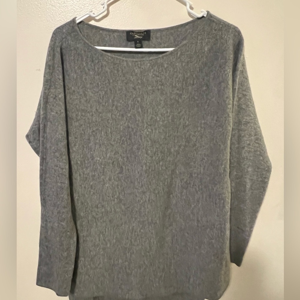 Charter Club Women S 100% Luxury Cashmere Oversize Boat Neck Tunic Sweater-Gray